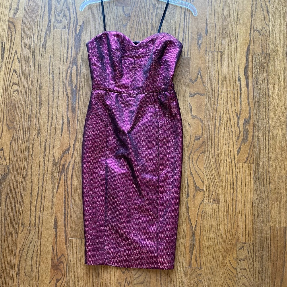 (NWT) FUSCHIA Metallic Marta Strapless Dress